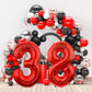 Lebery Mouse Number 8 Balloon 40 Inch Red Number 8 Balloon Mini Mouse Head Balloon For 8Th Birthday Party, Black Red Large Number 8 Foil Balloon For Baby Shower Anniversary Supplies Decorations