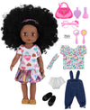 Gagaku Black Doll For Girls, 14'' Black Baby Dolls Set For Toddlers Kids 2 3 4 5 6 Years Old, Black Girl Baby Doll With Natural