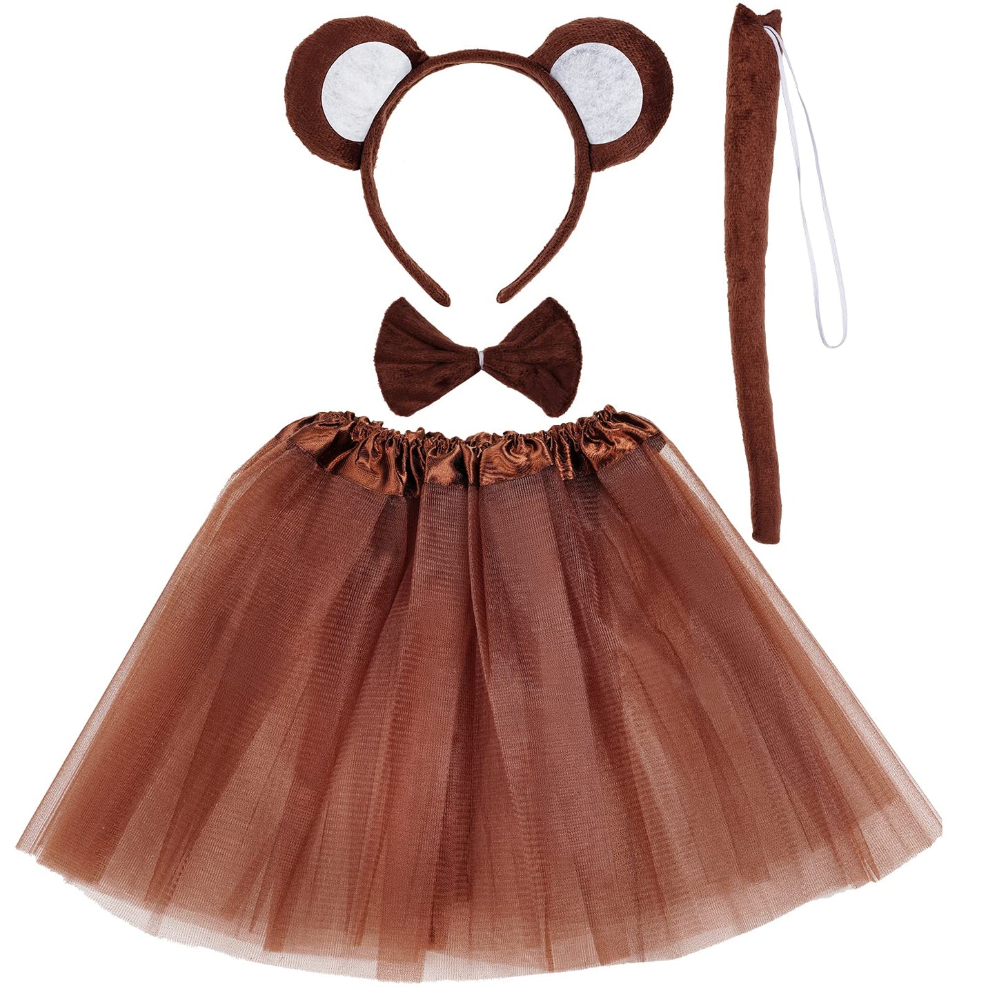 Jmkcoz Monkey Costume Tutu Set  Animal Fancy Dress Costume Kit  Monkey Ear Headband Bowtie Tail Bow Tie for Halloween Cosplay Party Decoration
