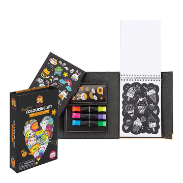 Tiger Tribe Neon Coloring Set - Glow Friends - Black Paper Art - Take Along Travel Kit - All Supplies Included - Easy Clean Up And Storage - Ages 5+ 60329