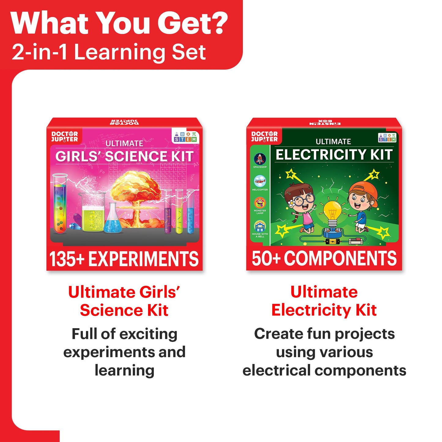 Doctor Jupiter Girls Science Gift Set For Ages 8+ | Set Of Girls' Ultimate Science Kit & Electricity Kit | Birthday Gift Ideas F