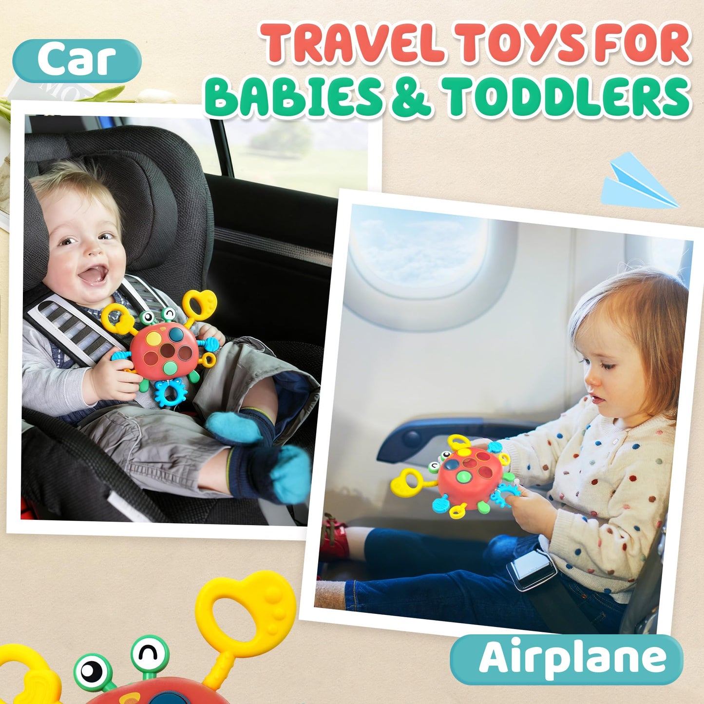 Christmas Stocking Stuffers for Toddlers Airplane Travel Toys for Toddler 1-3 Sensory Montessori Toys for 1+ Year Old Silicone P