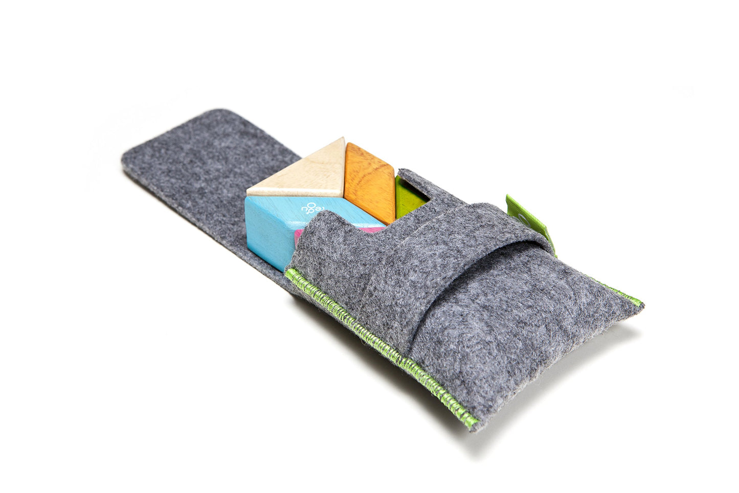 6 Piece Tegu Pocket Pouch Prism Magnetic Wooden Block Set, Tints