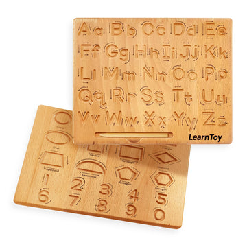 Learntoy Montessori Wooden Alphabet Tracing Board - Educational Toy For Kids - Fine Motor Skills Development - Double-Sided Writing Practice - Ideal Gift For Preschool 3-5 Years Old.