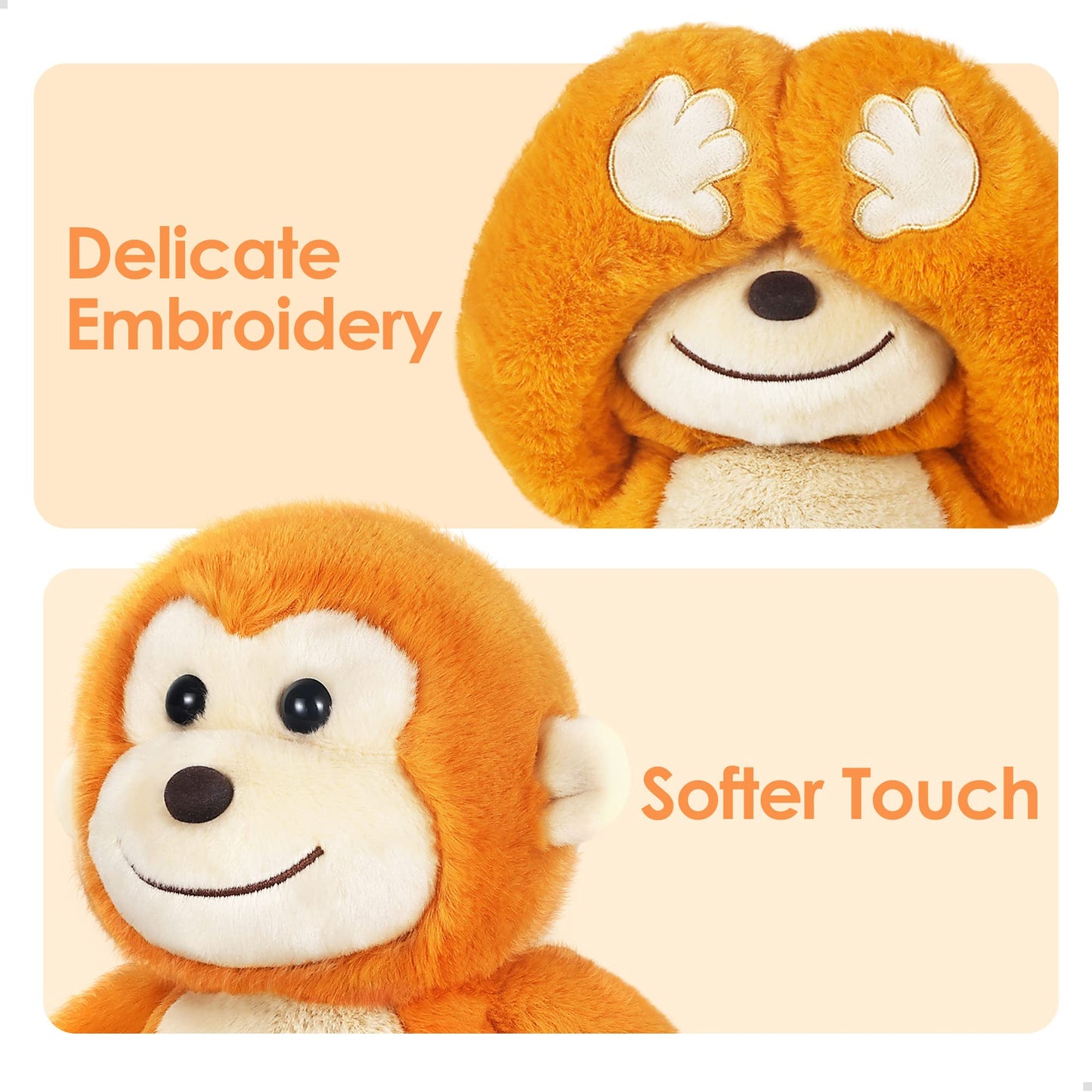 Iplay, Ilearn Baby Monkey Stuffed Animal, 12' Infant Soft Hide Seek Soft Plush Toy, Newborn Babies First Birthday Gift, Cute Stocking Stuffer For 0 3 6 9 12 Month, 1 2 3 Year Old Toddlers Girl Boy Kid