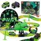 USA Toyz Dinosaur Race Tracks for Kids- 262pk Speedway Dino Race Car Track Set with 225 Flexible Roads, 2 LED Toy Cars, Glow in 
