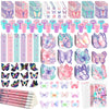 BenLouis 216Pcs Butterfly Party Favors Butterfly Fairy School Stationery Set Bulk for Kids Spring Flower Tea Birthday Birthday G