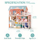 ROBUD Wooden Dollhouse for Kids, 3-6 Years, Blue, Includes Furniture, Model WDH01