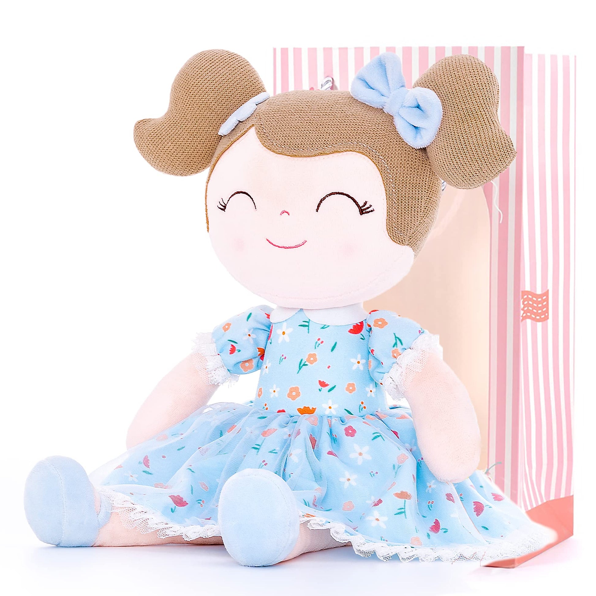 Gloveleya Baby Girl Gift Soft First Baby Doll Plush Doll Floral Blue 16 '