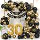 30Th Black Gold Birthday Party Decoration Sets 40 Inch Gold Giant Number Balloons With Birthday Banner Black Gold Balloon Arch G