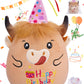 Leyoha Highland Cow Birthday Stuffed Animal - 15 Inch Cow Plush Gifts For Kids Girl Sister Daughter Birthday Doll Toys Decoratio