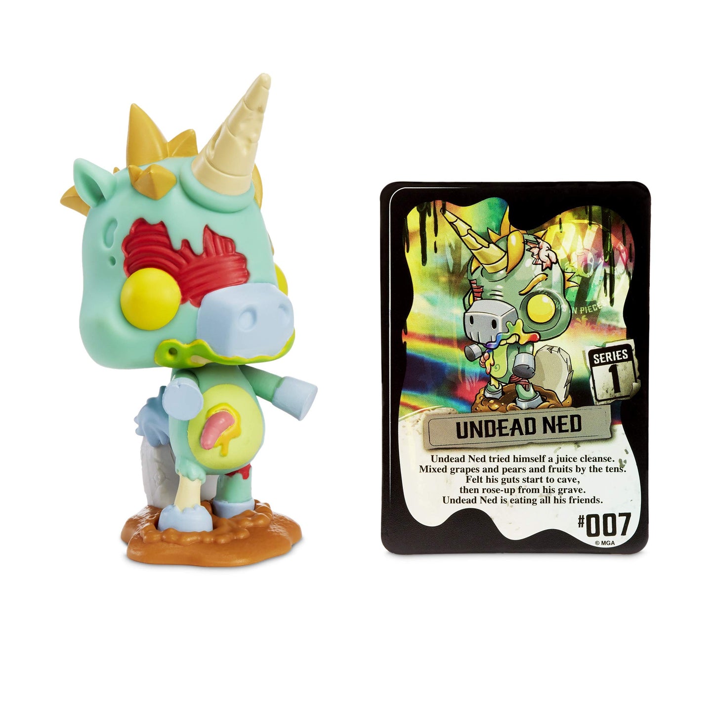 Mga Entertainment R.I.P. Rainbows In Pieces Gnarly, Messed Up Unicorn Character Undead Ned, Multicolor
