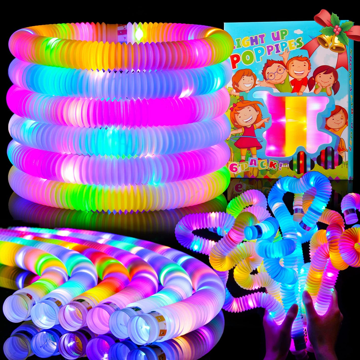 Mikulala Glow Sticks Light Up Tubes 12 Pcs Christmas Party Favor Goodie Bag Suffers Kids Birthday Gift Stocking Fillers Light Up