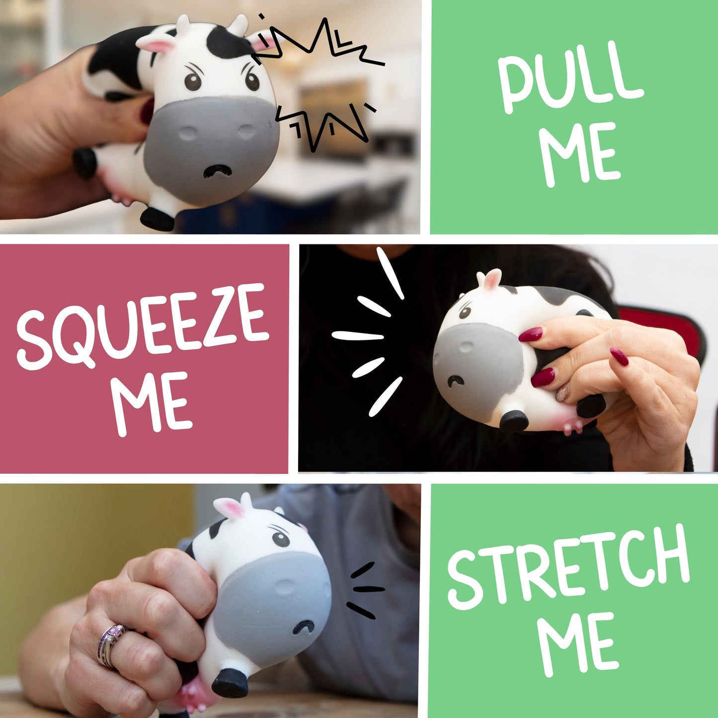 Boxer Gifts Moody Cow Stress Relief Toy - Unique Stress Balls For Adults & Teens - Squishy Fidget Toys For Anxiety - Funny Desk Accessories - Cute Cow Gifts For Women & Gag White Elephant