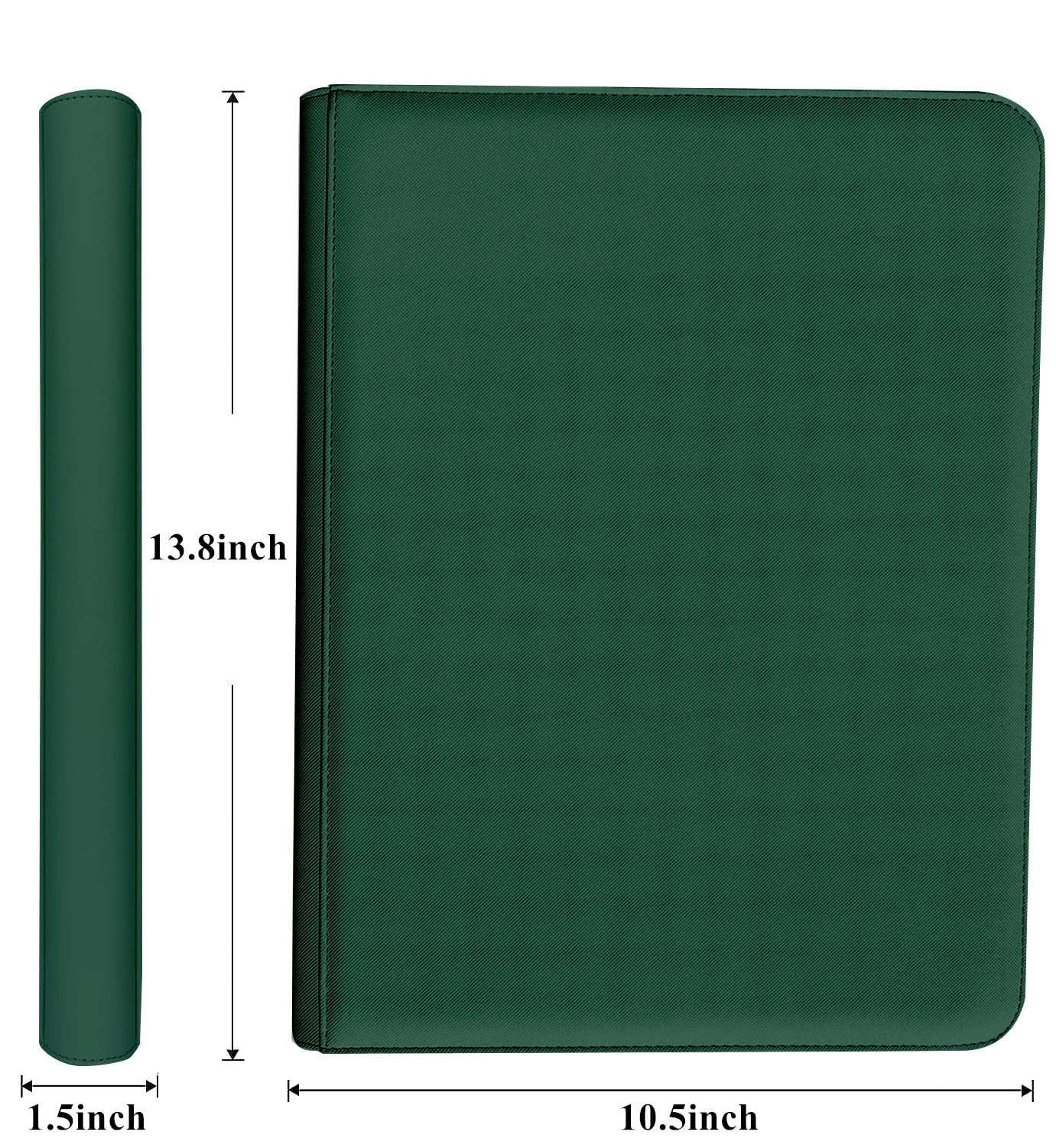 WUTONMU enhanced 9-Pocket Zippered Trading Card Binder  540 Pockets Double-Sided Side-Loading Card Organizer Album  PU Leather Card Holder Protector for MTG  TCG  Sports Cards (Green)