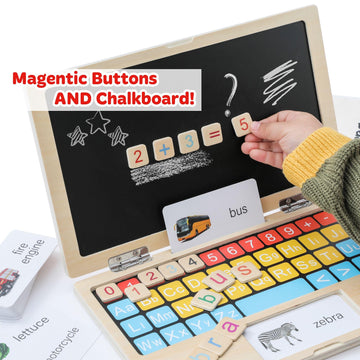 Bekilole Montessori Toys 11.8'' Laptop Preschool Learning Activities 3 Year Old Boy Gift, Pretend Play Toddlers Birthday Gift,Le