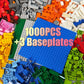 Huizdq 1000 Pieces Building Blocks, Classic Stackable Base Plates, 3 6.3'' X 6.3'' Blue, Gray And Green Base Plates,Compatible W