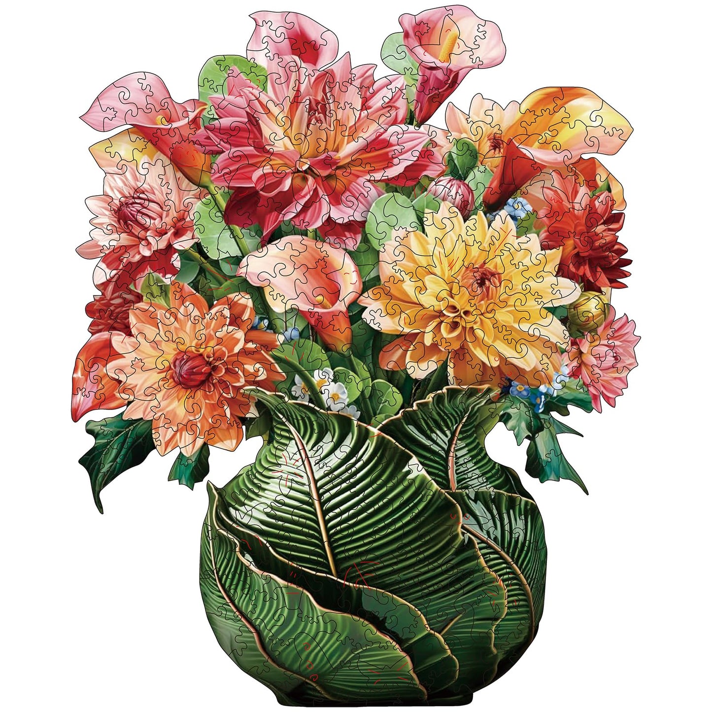 Flower Wooden Puzzles for mature-themeds  300pcs Flowers Wooden Jigsaw Puzzles for mature-themeds  Flower Unique Shaped Jigsaw Puzzles Creative Gift for Friend Family Game Large Size 13.4'' x 16.5''