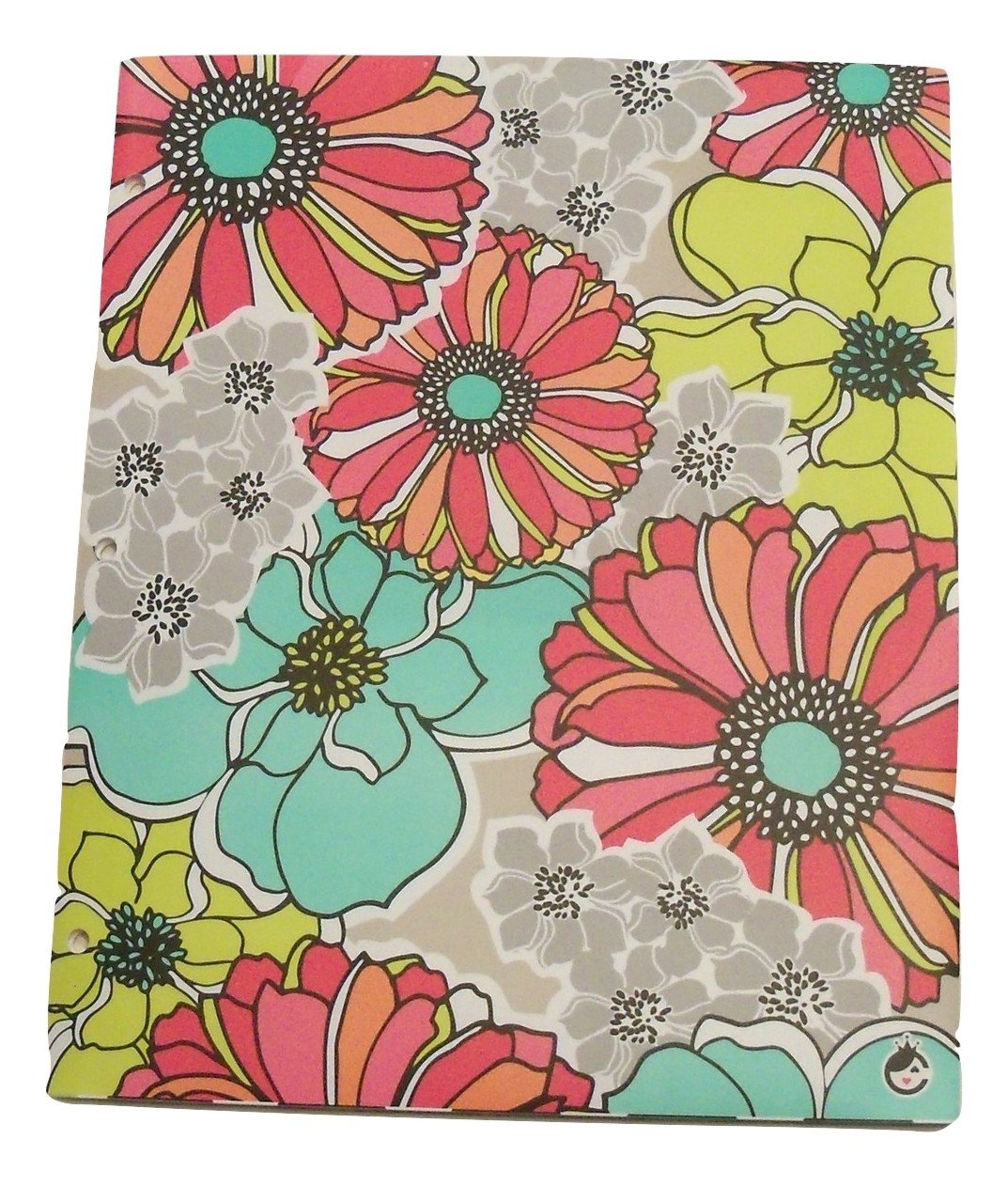Studio C Carolina Pad Set Of 3 Poly Folders ~ Whimsical Flower (Large Flower Head On White, Colorful Patches Among Black And White Stripes, Floral Collage)
