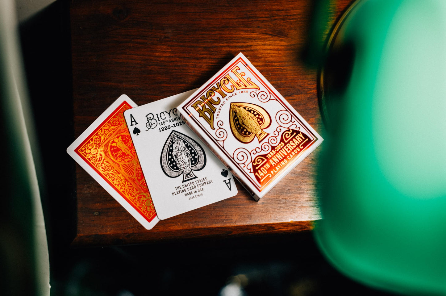 Bicycle 140Th Year Anniversary Playing Cards, Red And Gold Foil, Historic 1885 Design, Special Edition, 1 Deck