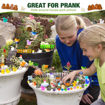 Barydat 400 Pcs Mini Resin Garden Figures for Pranks Hide Crafts Tiny Resin Animals Accessories for Miniature Garden Landscape D