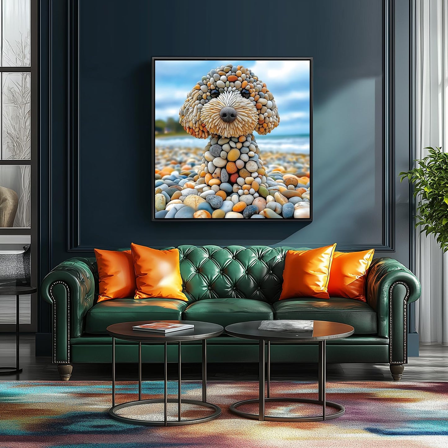 500 Piece Jigsaw Puzzles for mature-themeds - Beach Stone Dog Animal Art Puzzle for mature-themeds Challenging Fun Family Includes Poster & Dust-Free Pieces for Puzzle Lovers enhanced (23 x15 )