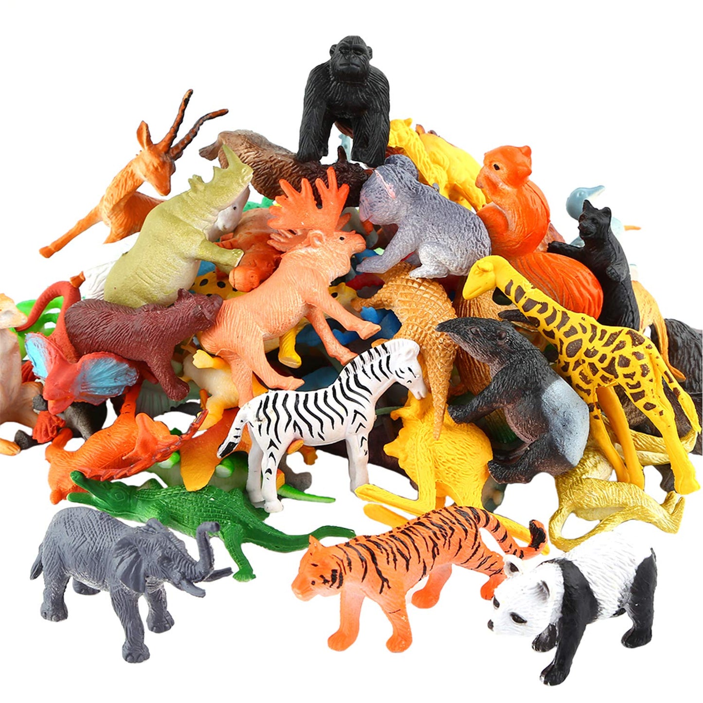 ValeforToy 54-Piece Mini Jungle Animal Figure Set, Realistic PVC Toys for Kids, Multicolor, Learning Party Favors