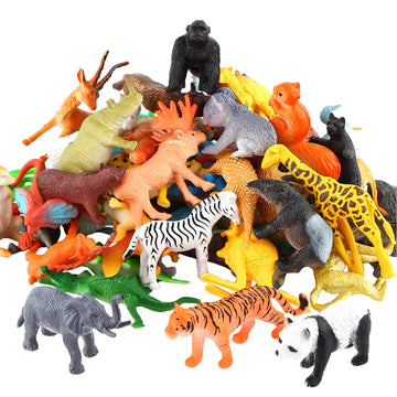 ValeforToy 54-Piece Mini Jungle Animal Figure Set, Realistic PVC Toys for Kids, Multicolor, Learning Party Favors
