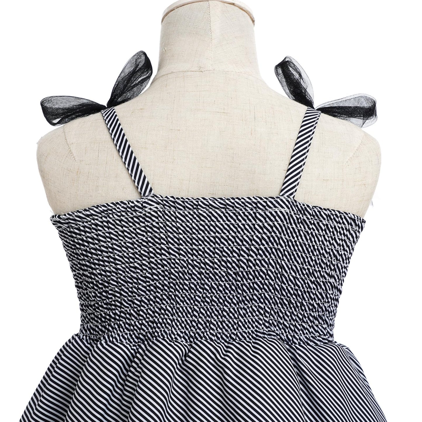 Kids Girls Halloween Costume Black and White Green Striped Stripes Block Ruffle Lace Tulle Dress Up Outfit Toddler Cosplay Fancy