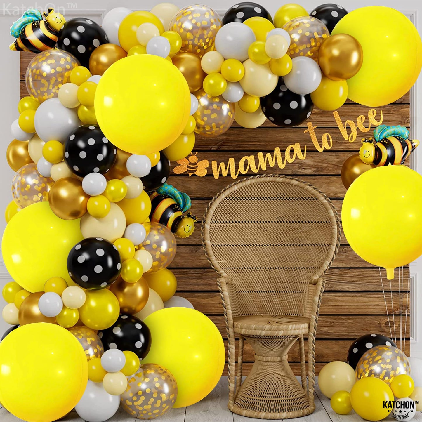 Katchon, Huge Yellow Mylar Balloons - 22 Inch, Pack Of 6 | Yellow Foil Balloons, Yellow Party Decorations | Large Yellow Balloons For Sunflower Birthday Party Decorations | Yellow Round Mylar Balloons