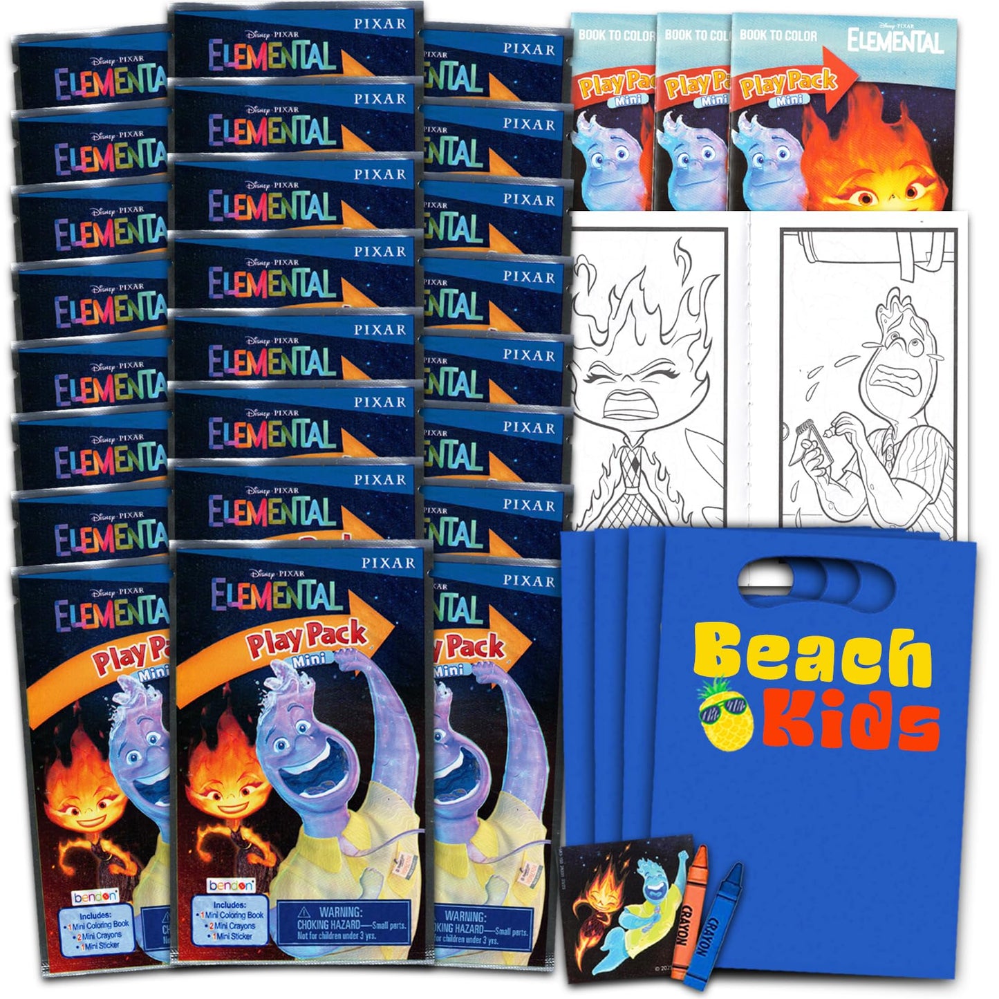 Elemental Mini Party Favors Set for Kids - Bundle With 24 Grab n Go Play Packs, Coloring Pages, Stickers, More (Birthday Party S