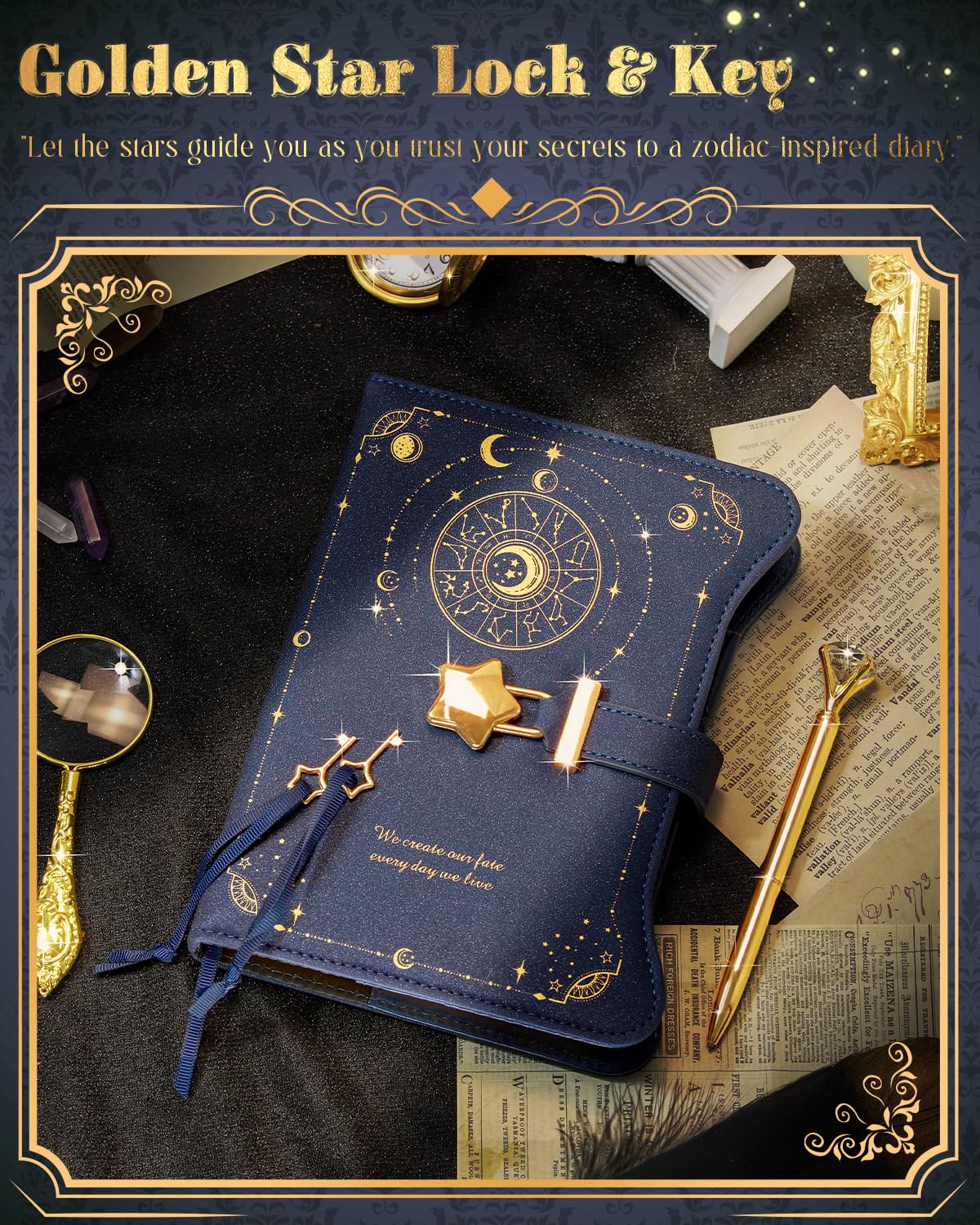 Hi!Sci Diary With Lock And Keys For Girls And Women, Lock Diary For Gift Ideas With Gift Box And Pen And Bookmark, Journal For W