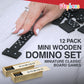 Playbees Mini Wooden Dominoes Set - 12 Pack - Classic Double Six Domino Game In A Wooden Case - Educational Board Games & Activi