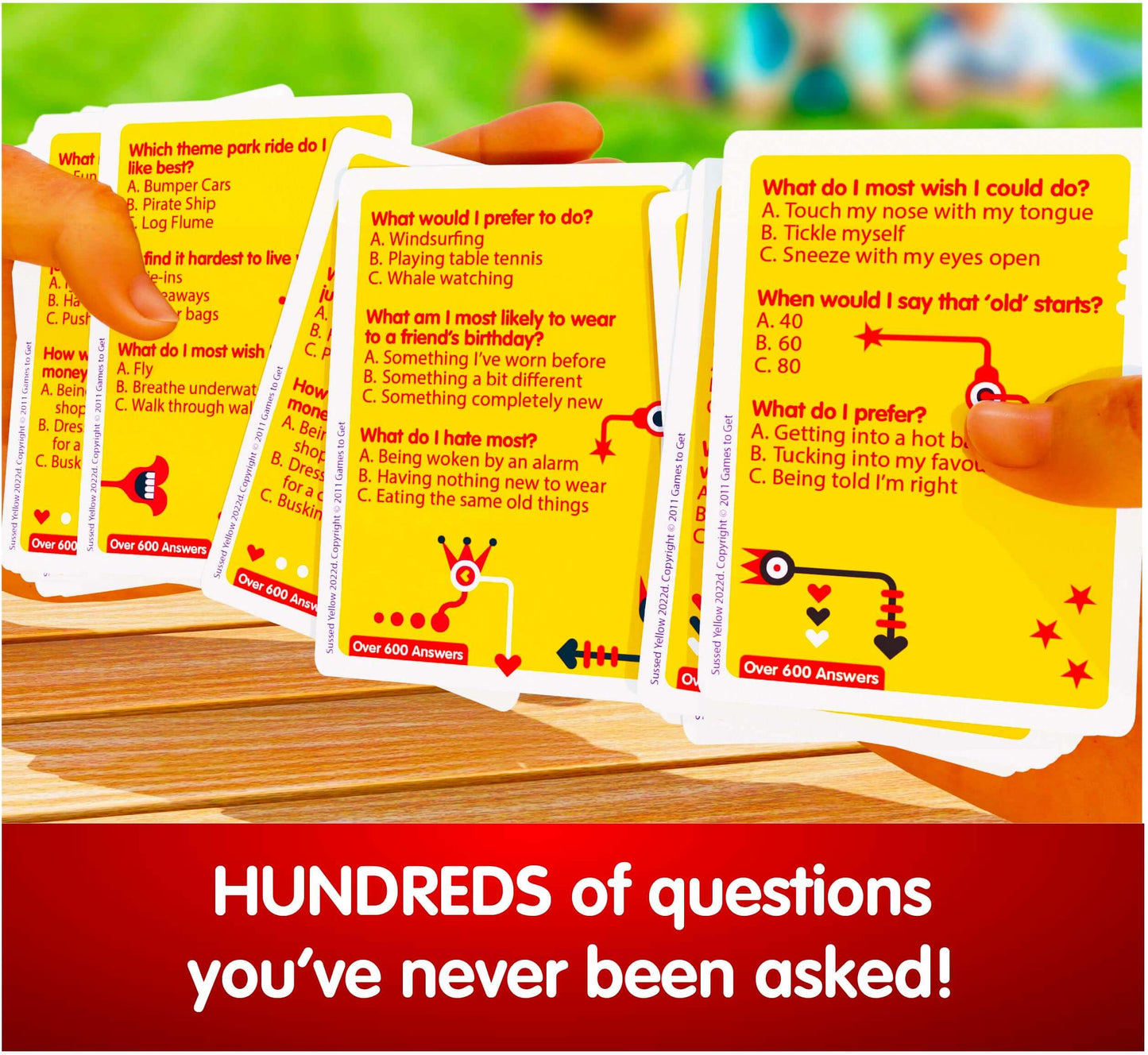SUSSED Card Game - Wacky Choices for Kids & Families, Yellow, Cardstock, ALL SORTS - Perfect Travel Conversation Cards