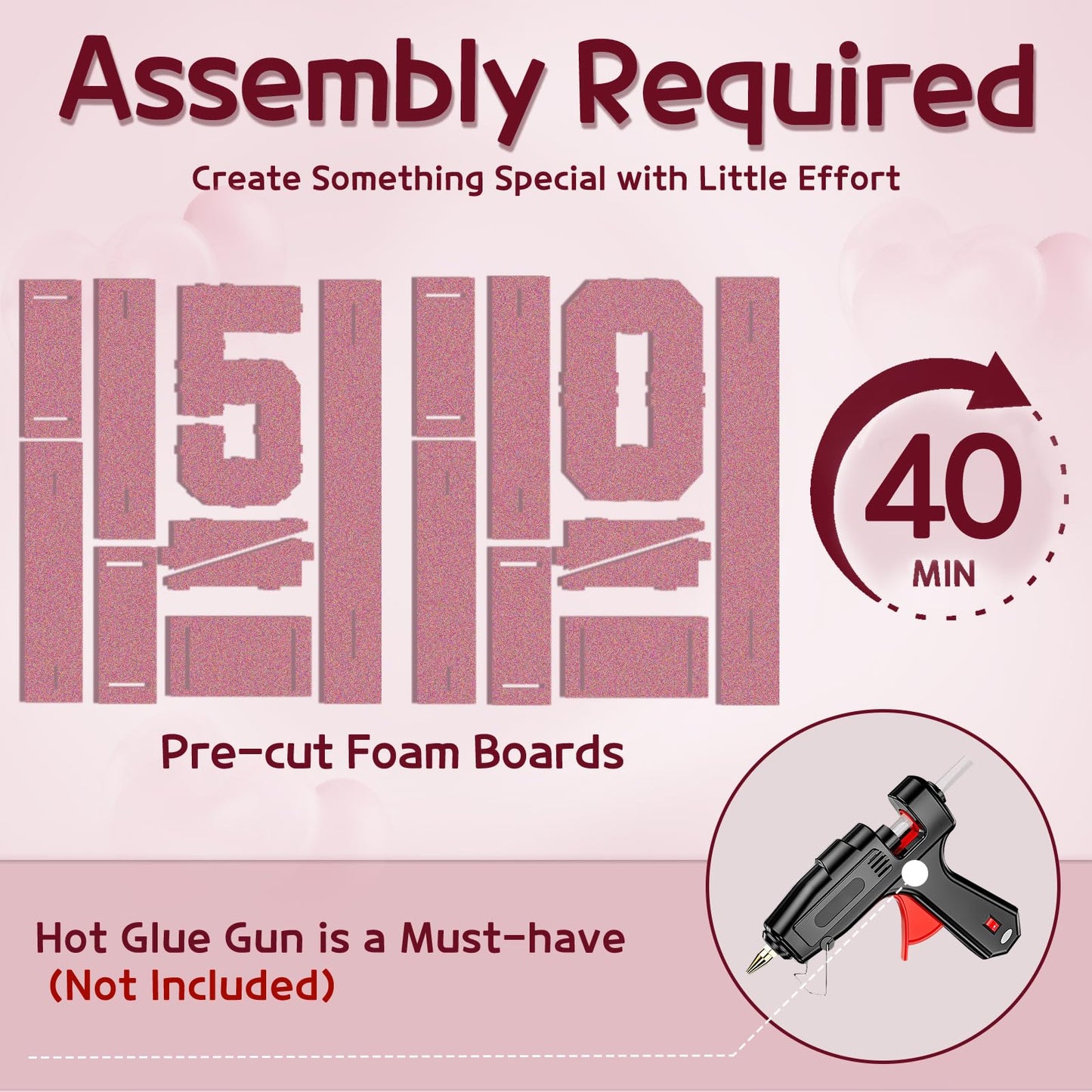 Imprsv Marquee Numbers Pink 50Th-Birthday Decorations: Large 3Ft Light Up Number Rose Gold 50 Birthday Decoration For Women Men