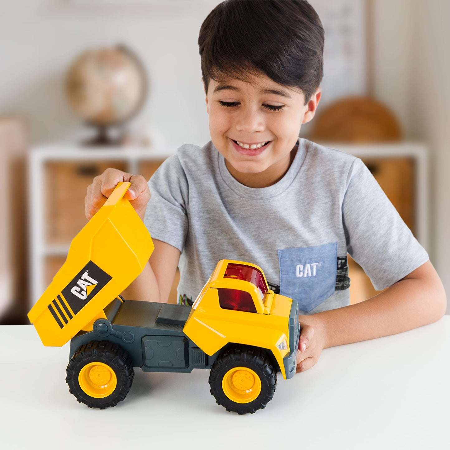 CAT Construction Toys, Power Action Crew 12'' Dump Truck with Action Figure, Lights and Sounds, Ages 3 and up