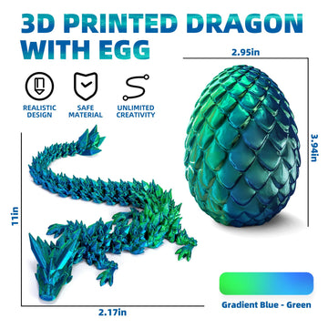 Letapapa 3D Printed Dragon, Dragon Eggs With Dragon Inside, Mythical 3D Dragon, Articulated Crystal Dragon, Dragon Egg Fidget To