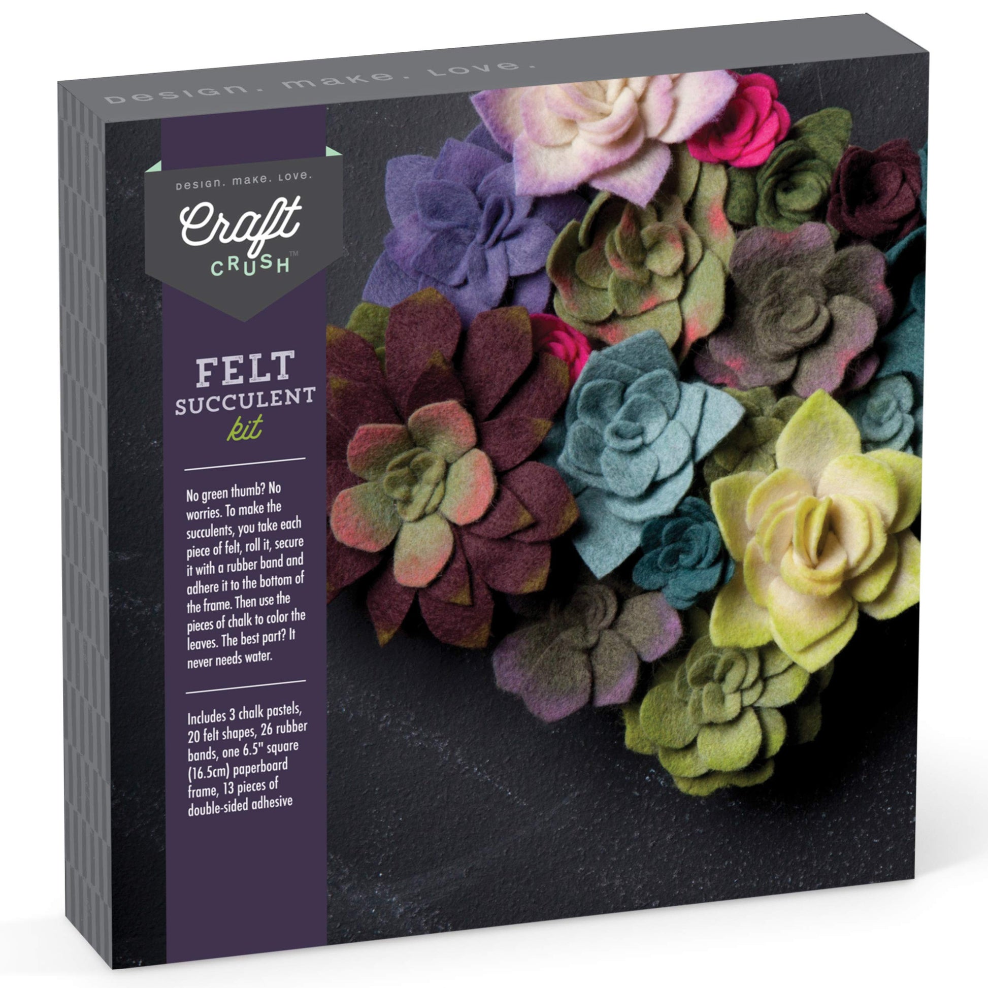 Craft Crush  Felt Succulents Craft Kit  Display Kit  Fun & Easy  Ages 13+, Small