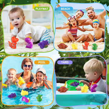 Color Changing No Hole Bath Toys For Kids Toddlers, Dinosaur Bath Toys For Kids With Drying Bag, Toddler Bath Toys Water Toys Fl