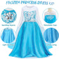 G.C Girls Light Up Elsa Dress Costume Toddler Princess Dress Up With Cape Kids Elsa Wig Crown Wand Toys Halloween Cosplay Birthd