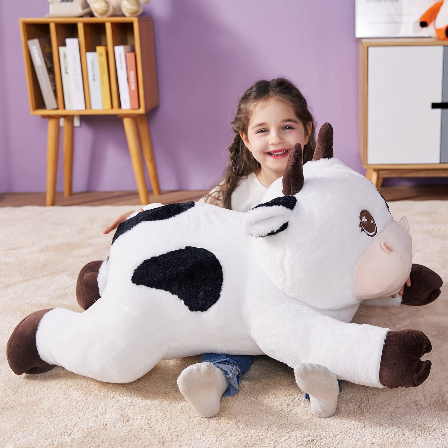 Ikasa Giant Cow Stuffed Animal Plush Toy,30' Large Cute Jumbo Soft Toys,Huge Big Size Plushy Fluffy Fat Oversized Plushie