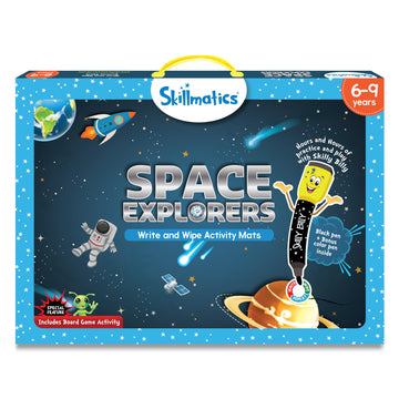 Skillmatics Educational Game - Space Explorers, Reusable Activity Mats With 2 Dry Erase Markers, Gifts For Ages 6 To 9