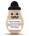 Dafuriet Funny Positive Potato Crochet Gift, 3.7In Handmade Kintted Wool Doll With Emotional Support Positive Card, Cute Cheer Up Gifts For Friends Dad Birthday Party Desktop Decors(Handsome Potato)