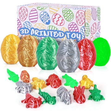 iBuddy 3D Printed Dragon Egg  Easter Egg with Animals Inside  Pearlescent for Easter Basket Stuffer & Birthday Party Gift (6PCS)