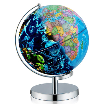 Goplus Illuminated Globes Of The World With Stand, 9’’ Rotating 3 In 1 World Globe W/Constellation Stars, Led Night Light, Geography Educational Globe For Classroom, Office, Decorative, Kids Learning