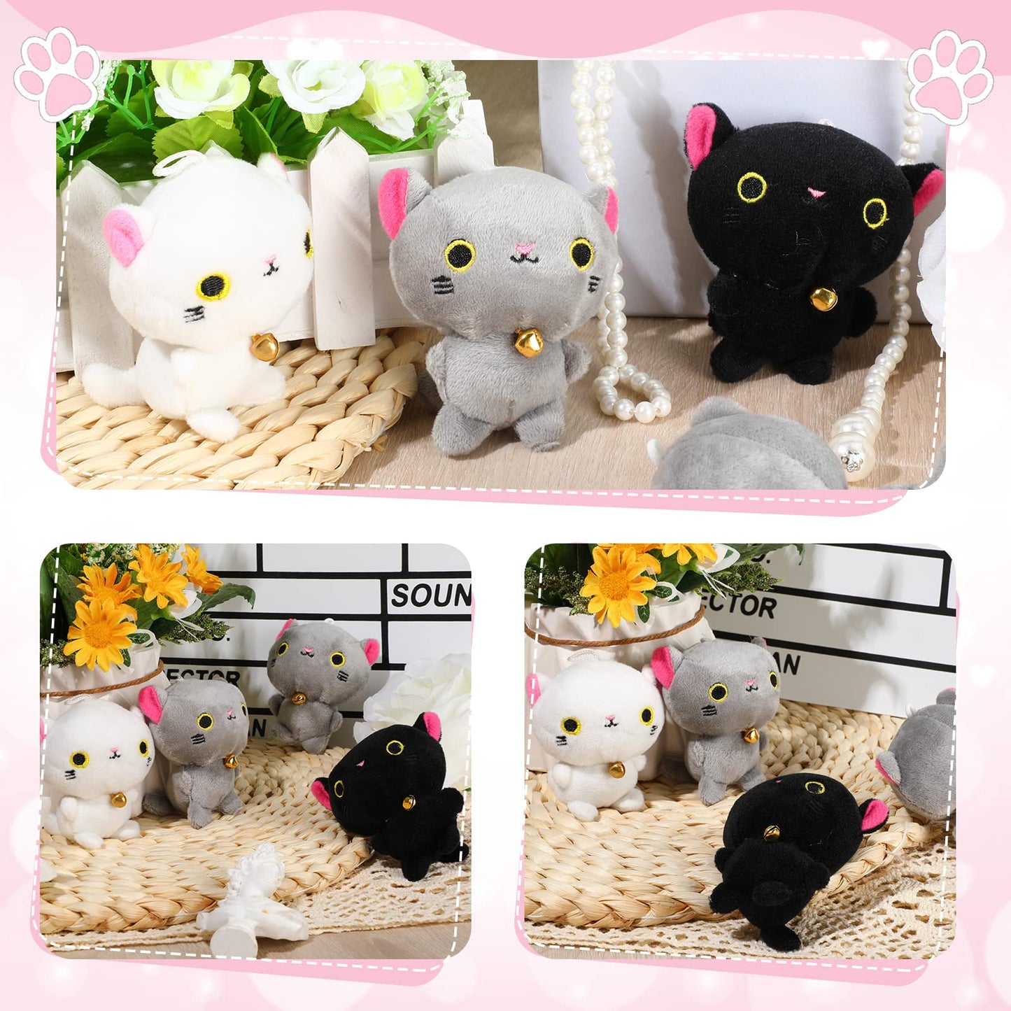 Zomiboo 9 Pcs Cat Stuffed Animals Bulk Mini Plush Cat Pig Stuffed Kitten Soft Doll Piggy Plush Toys Ornament For Diy Keychain Ha