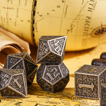 UDIXI Metal Dice DND Dice Set 7PCS Maze Carved D&D Polyhedral Dice for Dungeons and Dragons Role Playing Games and Other Tableto