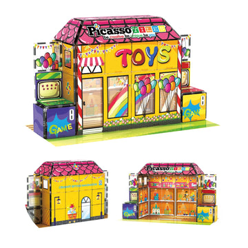 Picassotiles 60Pc Magnetic Building Block Magnet Tile Toy Shop Theme Pretend Play Construction Kit Reconfigurable Printed Struct