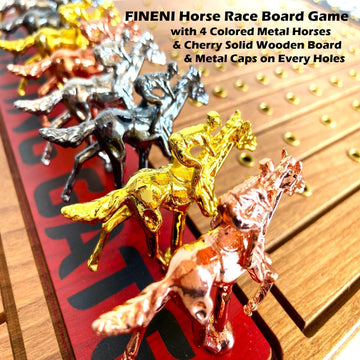 Fineni Horse Racing Game For Adults, Horse Race Board Game With 11 Luxurious Metal Horses (Gold, Silver, Black, Rose Gold), 22