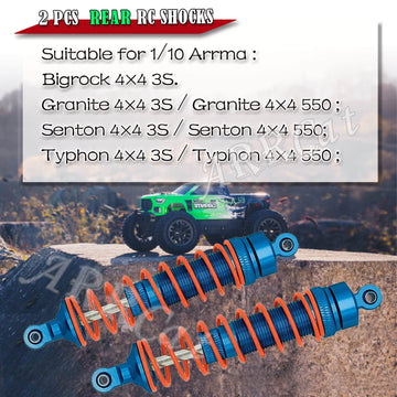 ARRCat 2PCS Rear Shocks Upgrade Parts for 1/10 Arrma Bigrock 4X4 Granite 4X4 Senton 4X4 Vorteks 4X4 Typhon 4X4 RC Truck,Full Alu